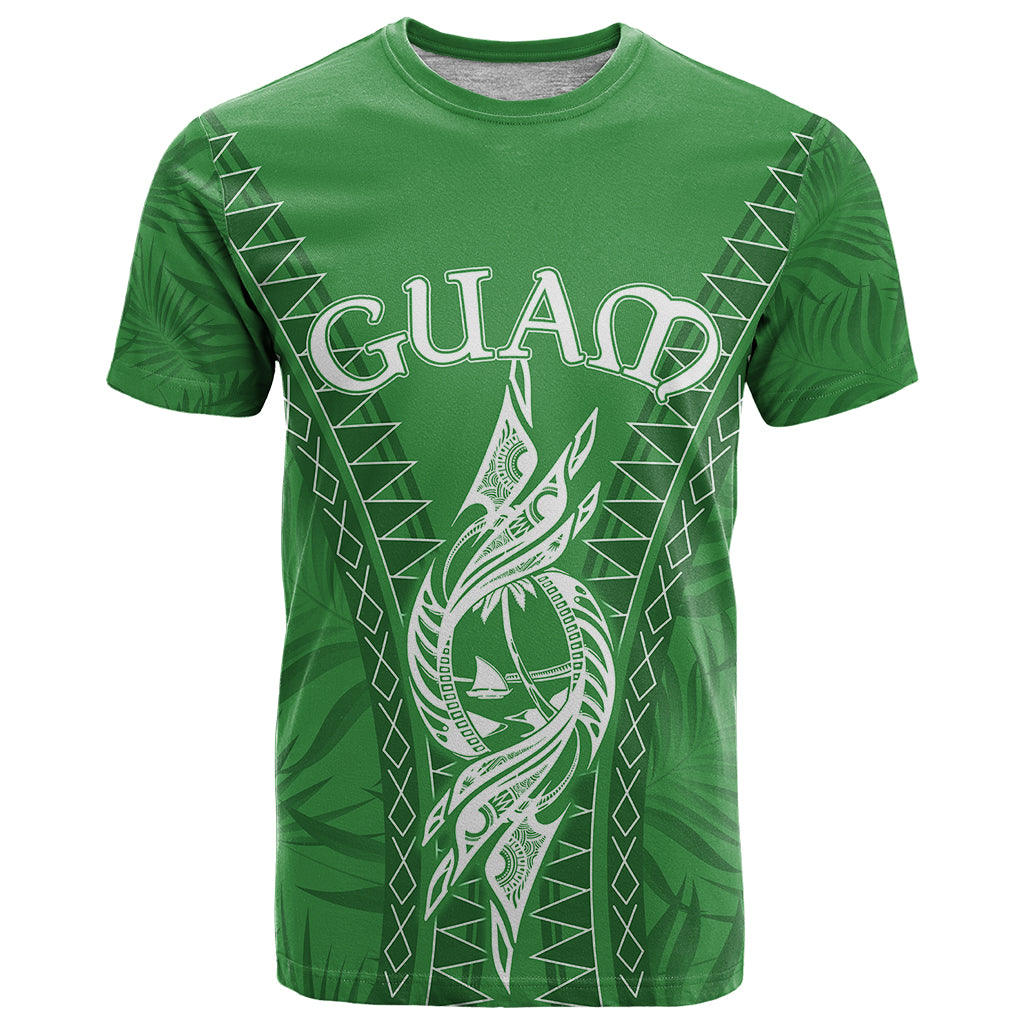 Custom Guam T Shirt Chamoro Latte Stone Mix Tropical Green LT7 Green - Polynesian Pride