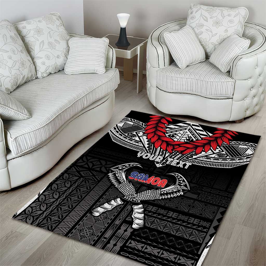 Personalized Talofa Samoa Area Rug Ulafala With Toa Nifo'oti - Black