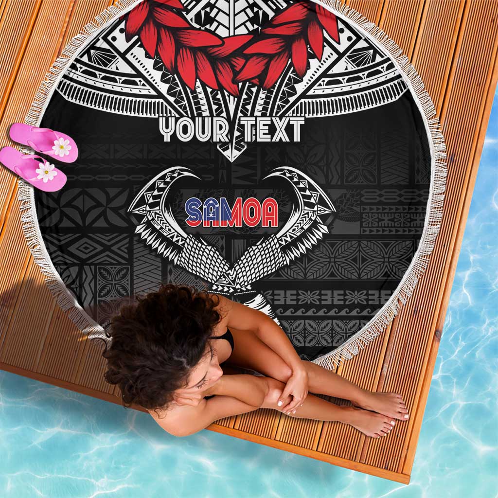 Personalized Talofa Samoa Beach Blanket Ulafala With Toa Nifo'oti - Black