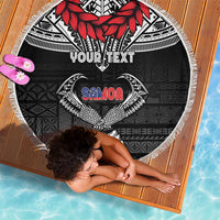 Personalized Talofa Samoa Beach Blanket Ulafala With Toa Nifo'oti - Black