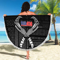 Personalized Talofa Samoa Beach Blanket Ulafala With Toa Nifo'oti - Black