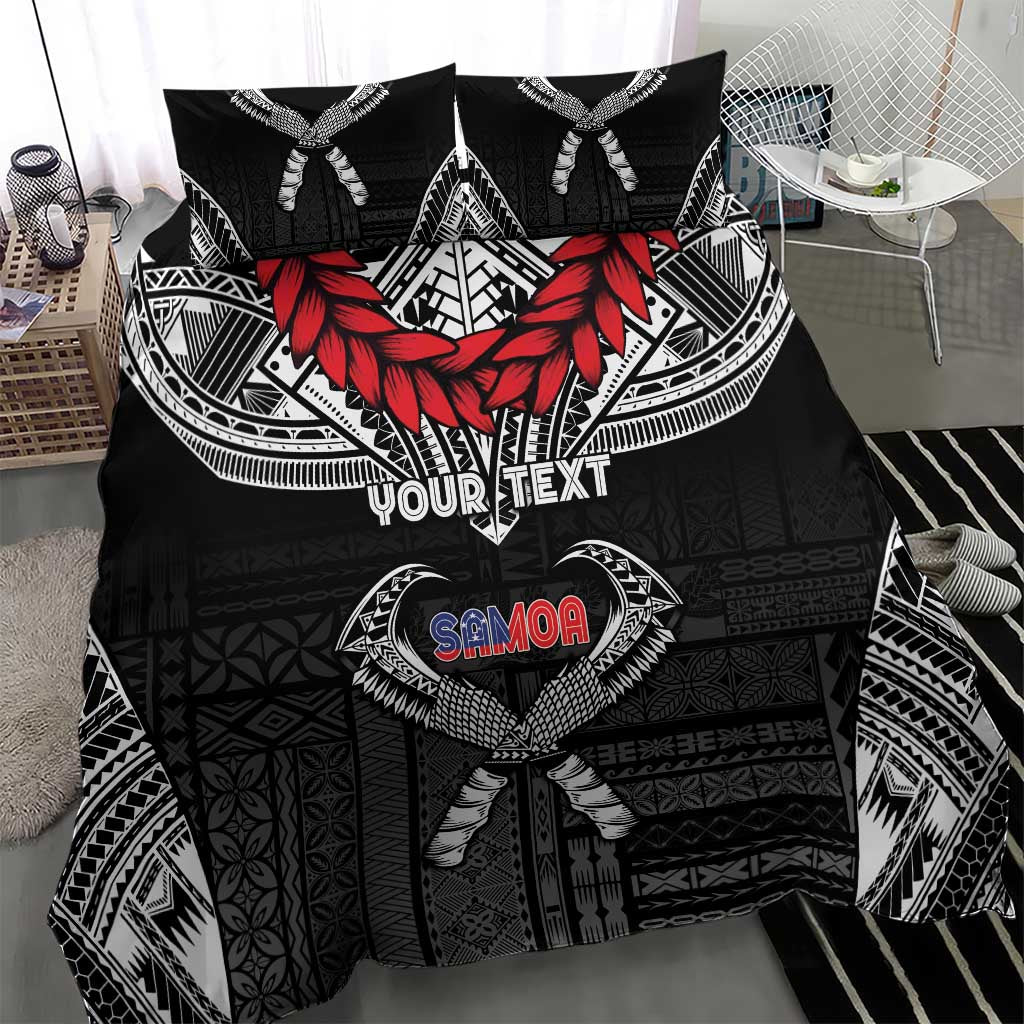 Personalized Talofa Samoa Bedding Set Ulafala With Toa Nifo'oti - Black