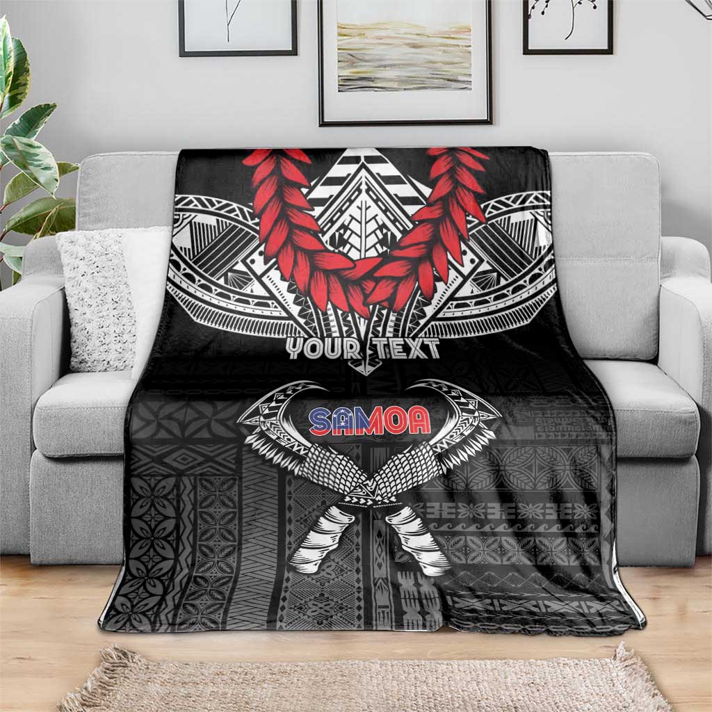 Personalized Talofa Samoa Blanket Ulafala With Toa Nifo'oti - Black