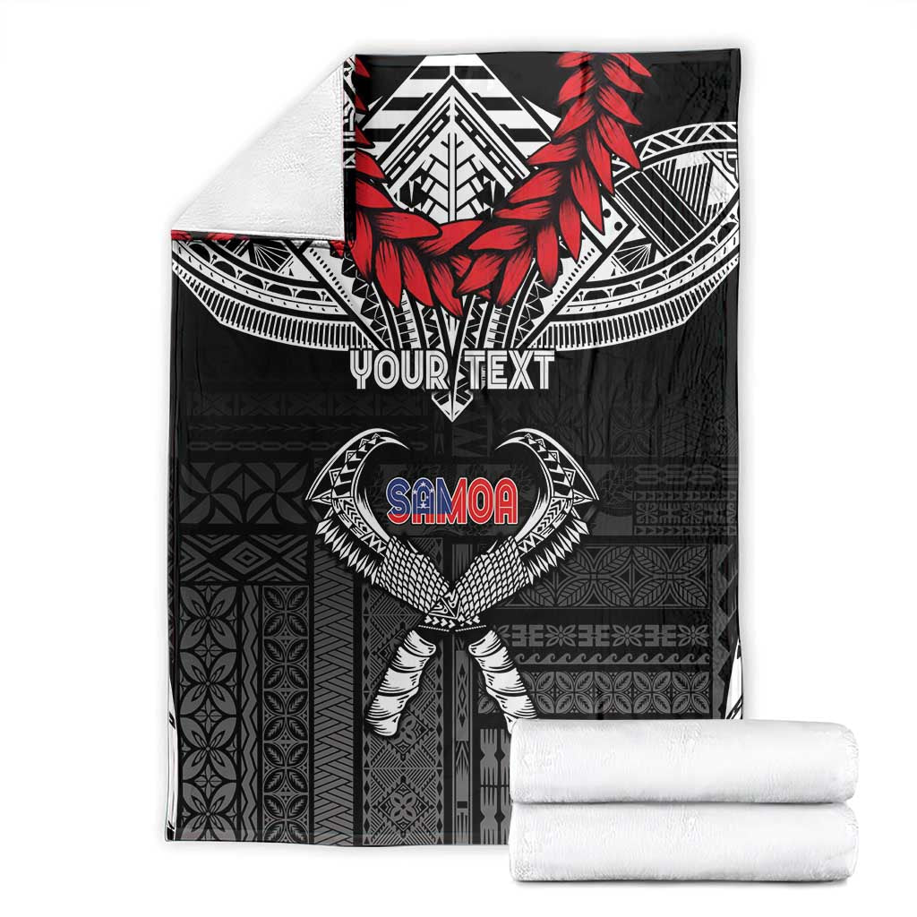 Personalized Talofa Samoa Blanket Ulafala With Toa Nifo'oti - Black