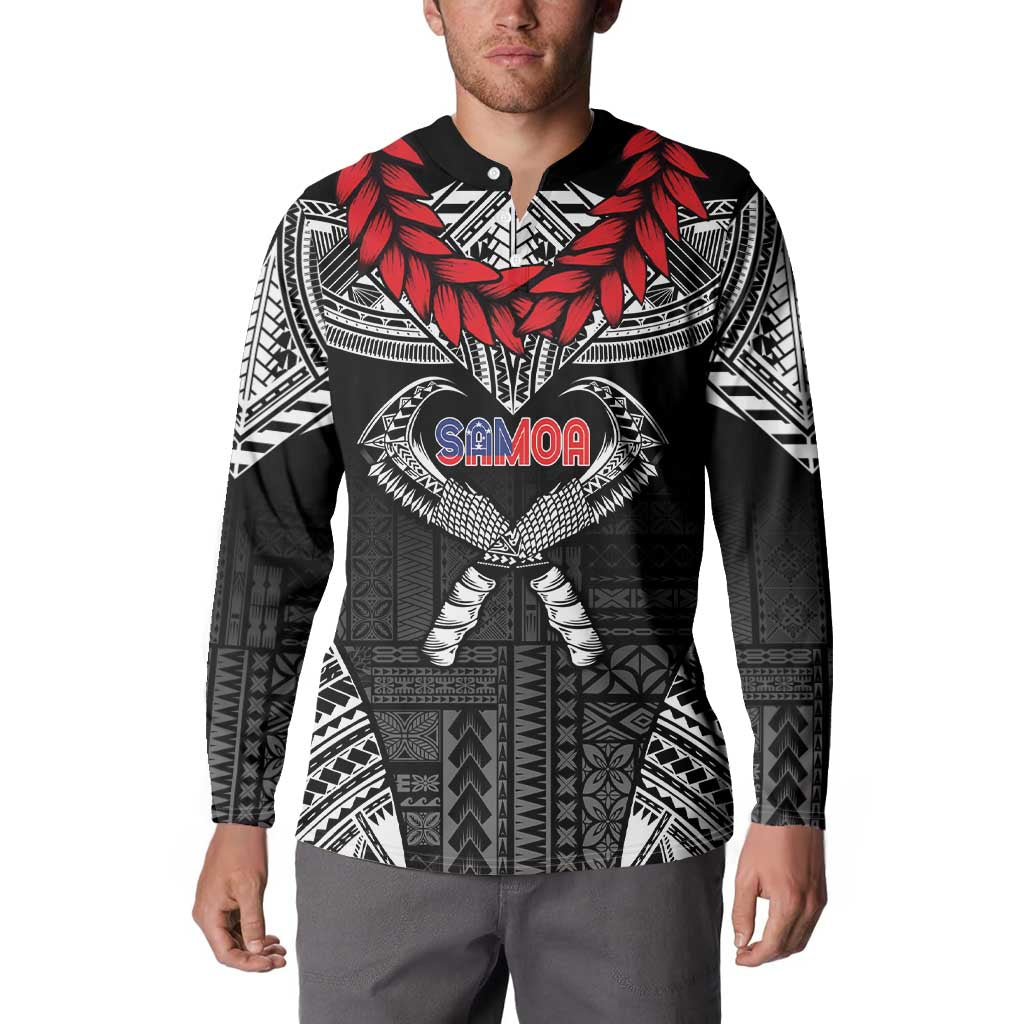 Personalized Talofa Samoa Button Sweatshirt Ulafala With Toa Nifo'oti - Black