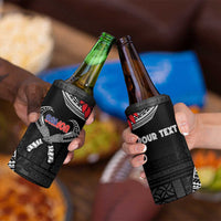 Personalized Talofa Samoa 4 in 1 Can Cooler Tumbler Ulafala With Toa Nifo'oti - Black