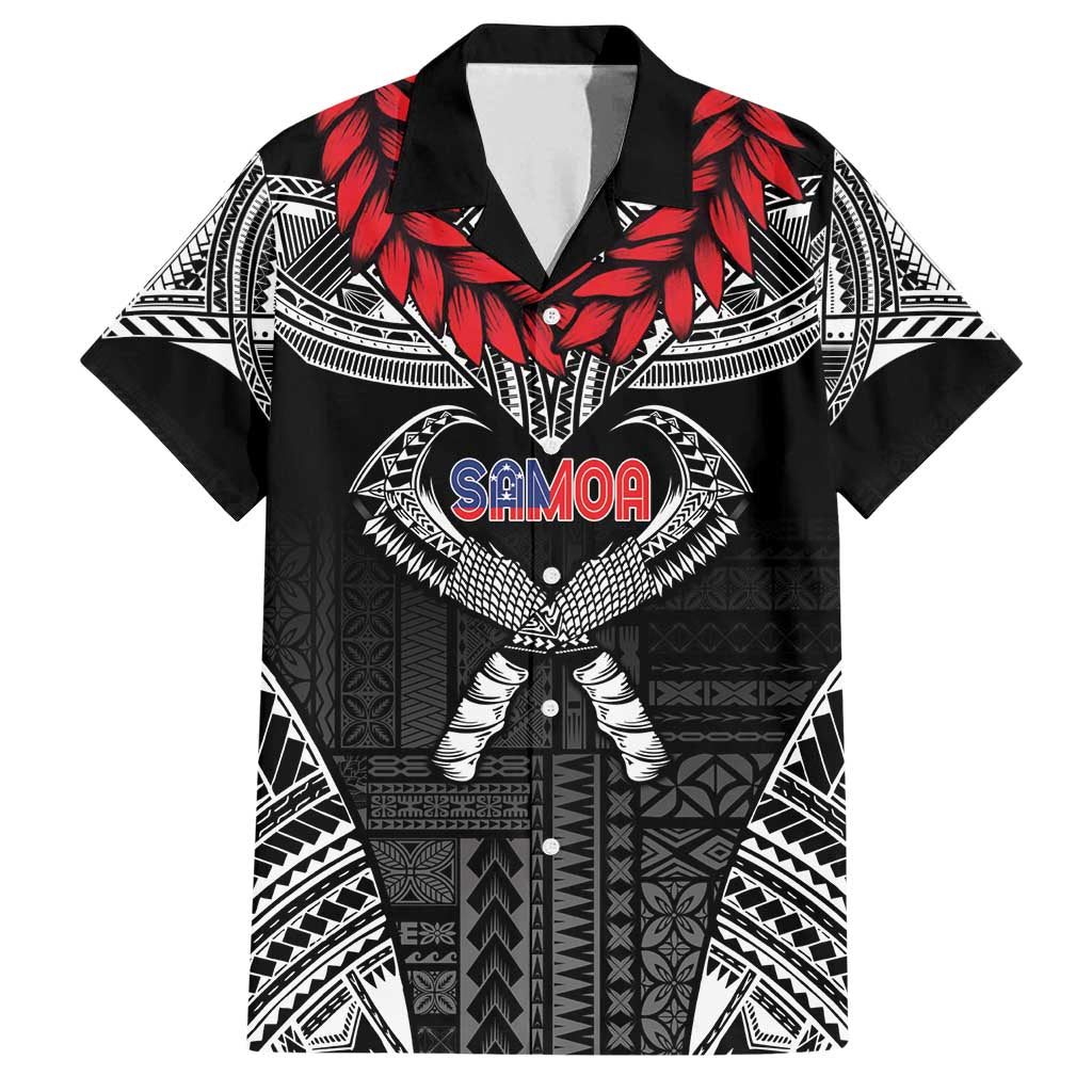 Personalized Talofa Samoa Family Matching Off Shoulder Short Dress and Hawaiian Shirt Ulafala With Toa Nifo'oti - Black
