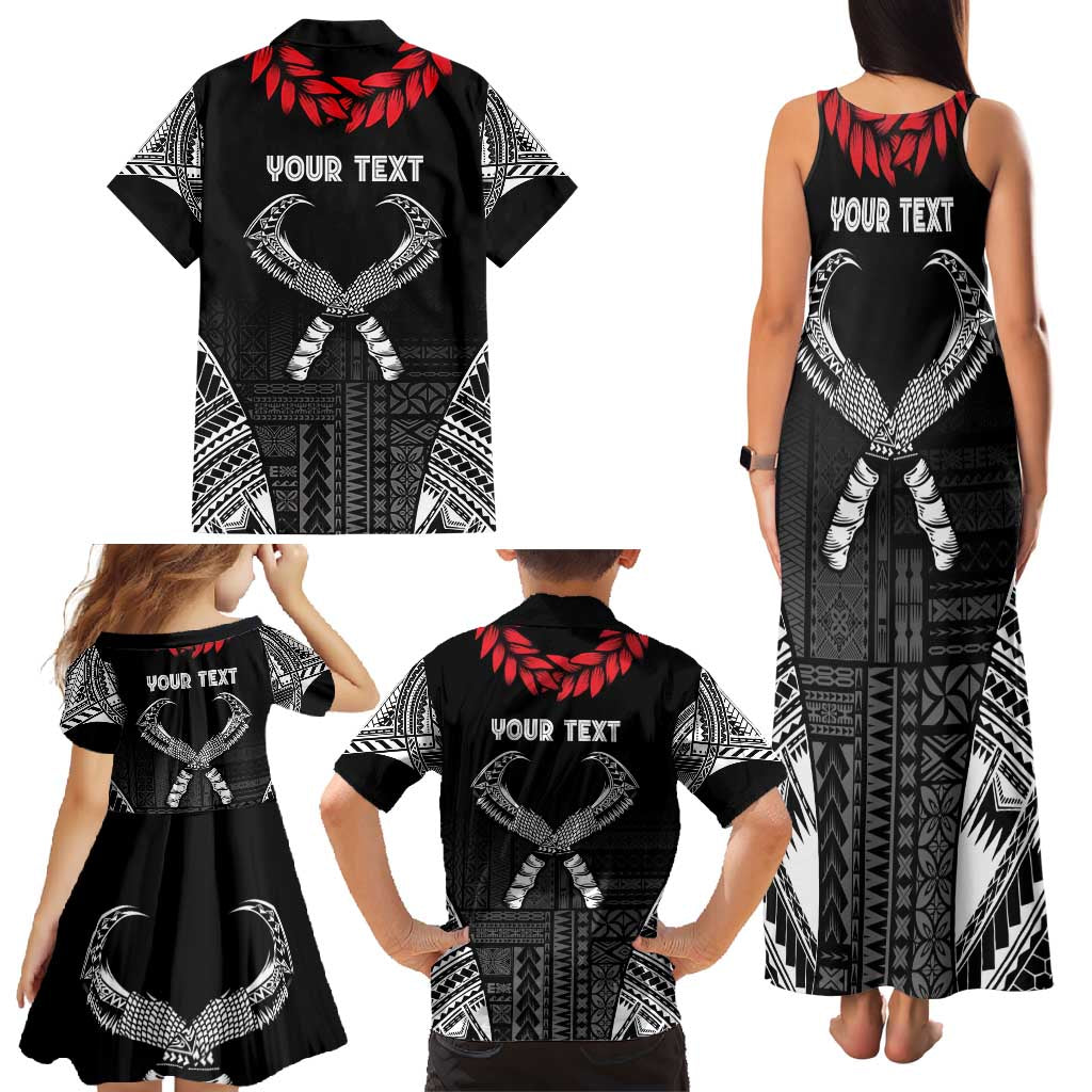 Personalized Talofa Samoa Family Matching Tank Maxi Dress and Hawaiian Shirt Ulafala With Toa Nifo'oti - Black
