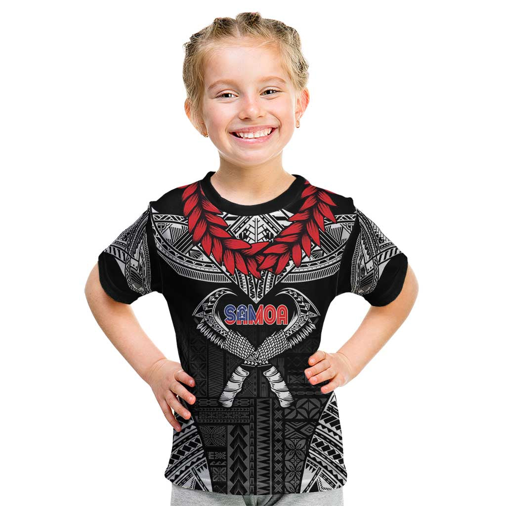 Personalized Talofa Samoa Kid T Shirt Ulafala With Toa Nifo'oti - Black LT7 Black - Polynesian Pride