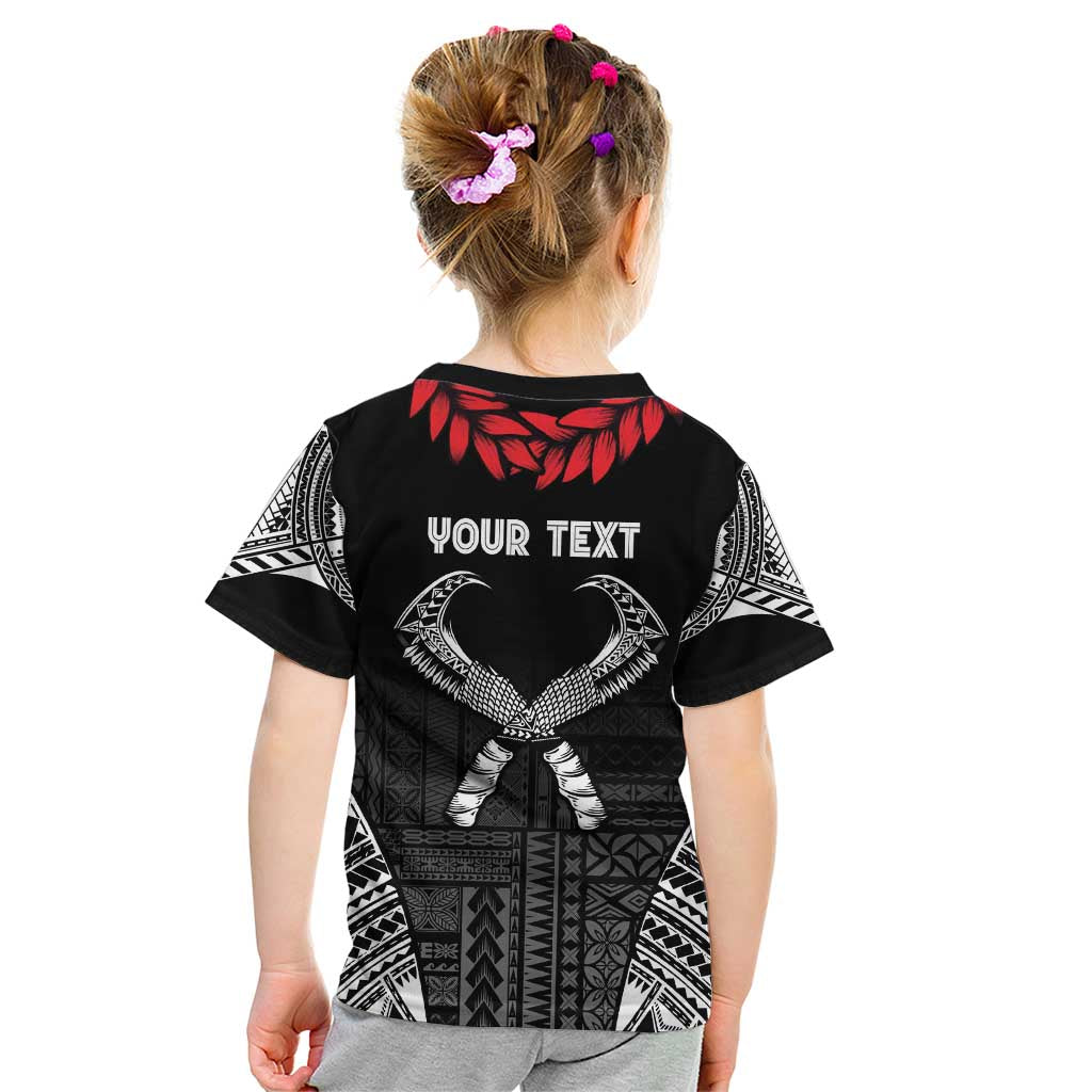 Personalized Talofa Samoa Kid T Shirt Ulafala With Toa Nifo'oti - Black