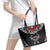 Personalized Talofa Samoa Leather Tote Bag Ulafala With Toa Nifo'oti - Black