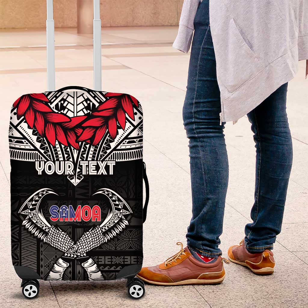 Personalized Talofa Samoa Luggage Cover Ulafala With Toa Nifo'oti - Black LT7 Black - Polynesian Pride
