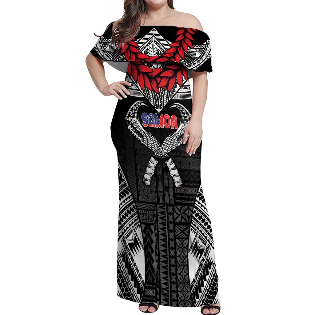 Personalized Talofa Samoa Off Shoulder Maxi Dress Ulafala With Toa Nifo'oti - Black