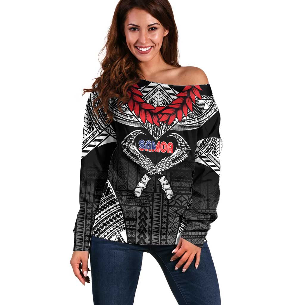 Personalized Talofa Samoa Off Shoulder Sweater Ulafala With Toa Nifo'oti - Black