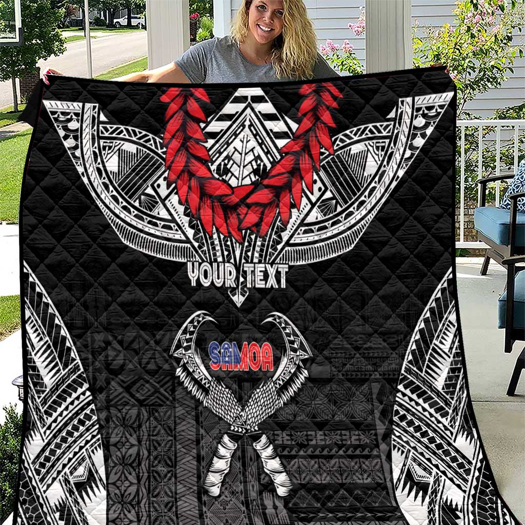Personalized Talofa Samoa Quilt Ulafala With Toa Nifo'oti - Black LT7 Black - Polynesian Pride