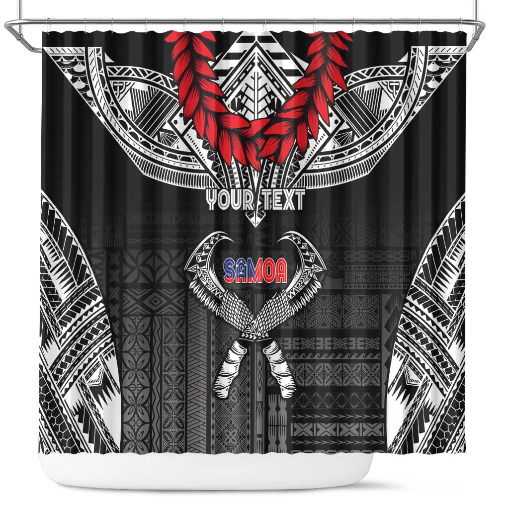 Personalized Talofa Samoa Shower Curtain Ulafala With Toa Nifo'oti - Black LT7 Black - Polynesian Pride