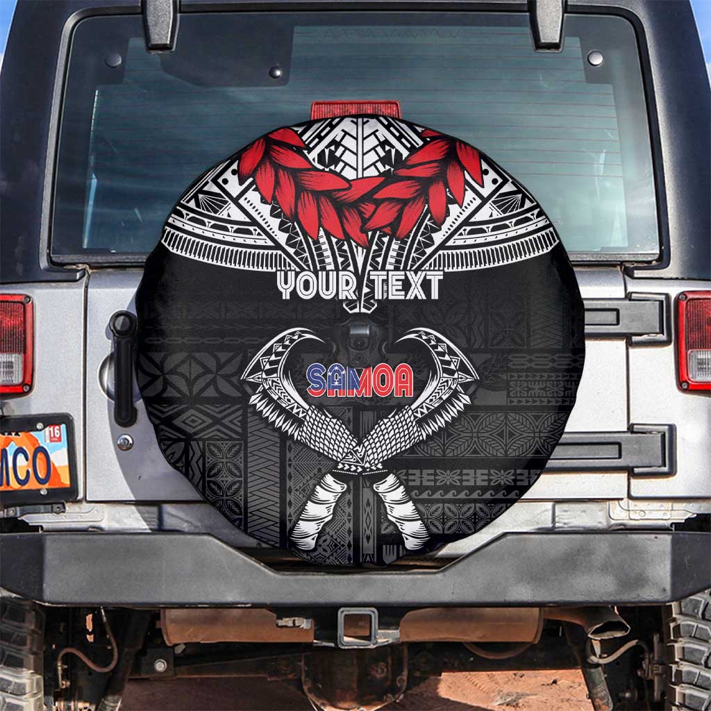 Personalized Talofa Samoa Spare Tire Cover Ulafala With Toa Nifo'oti - Black