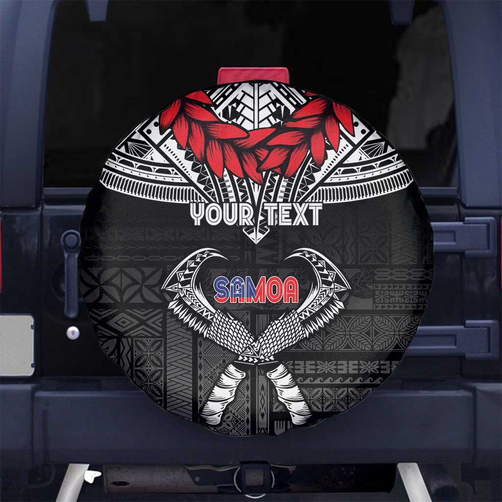 Personalized Talofa Samoa Spare Tire Cover Ulafala With Toa Nifo'oti - Black