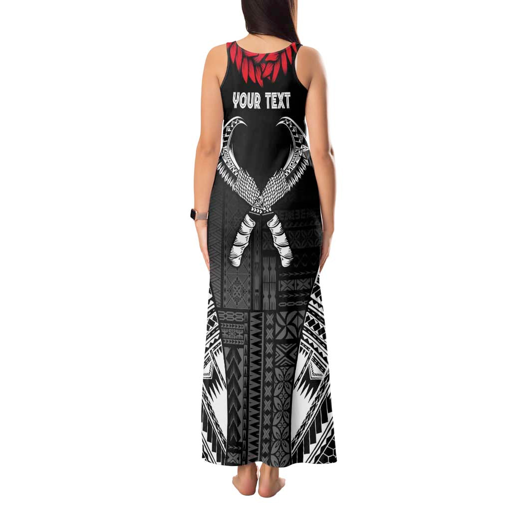 Personalized Talofa Samoa Tank Maxi Dress Ulafala With Toa Nifo'oti - Black