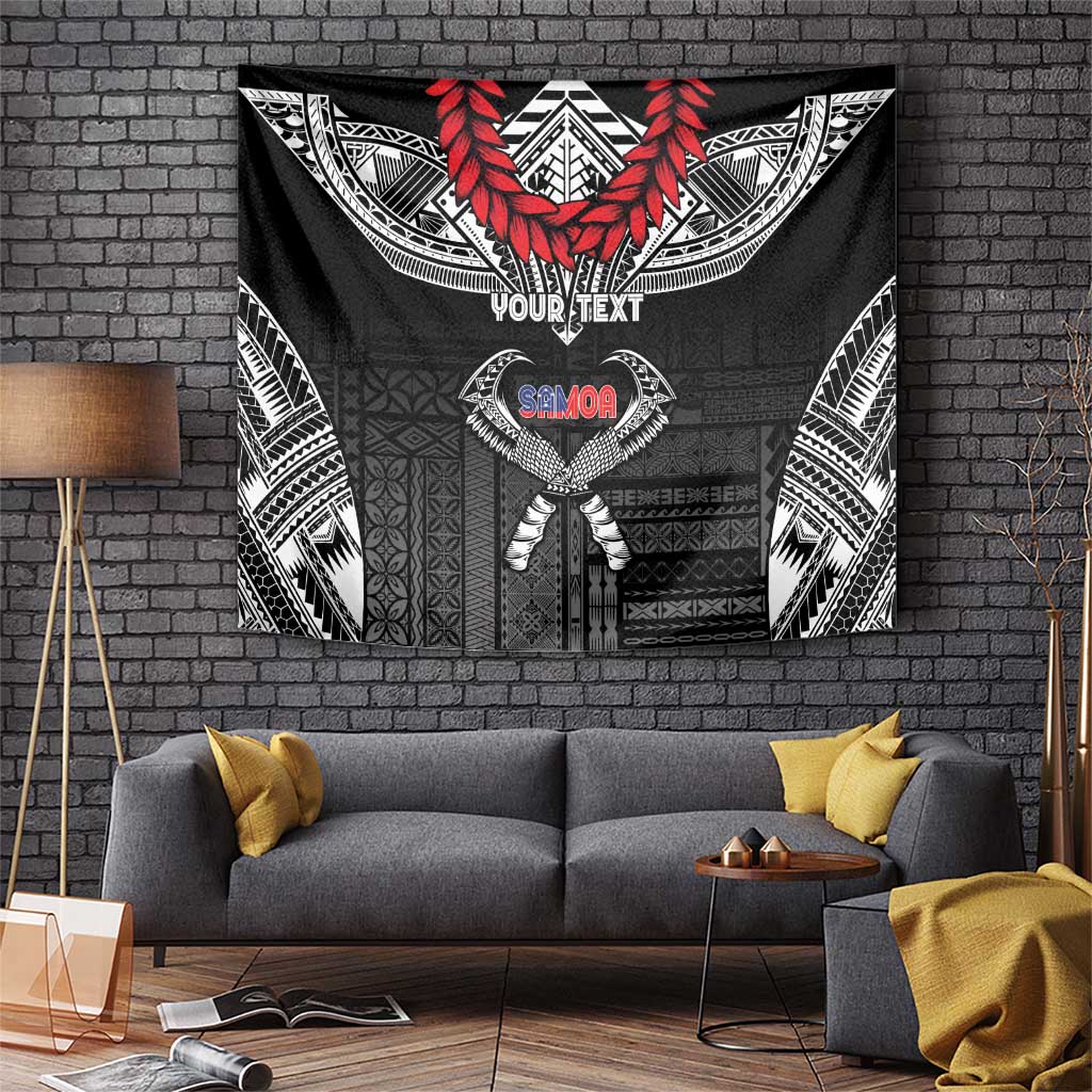 Personalized Talofa Samoa Tapestry Ulafala With Toa Nifo'oti - Black LT7 Black - Polynesian Pride