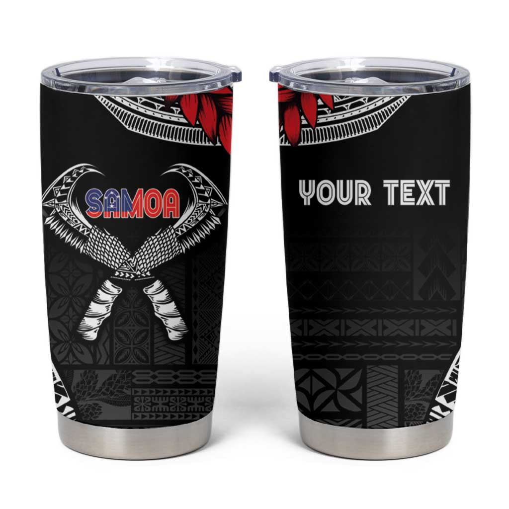 Personalized Talofa Samoa Tumbler Cup Ulafala With Toa Nifo'oti - Black