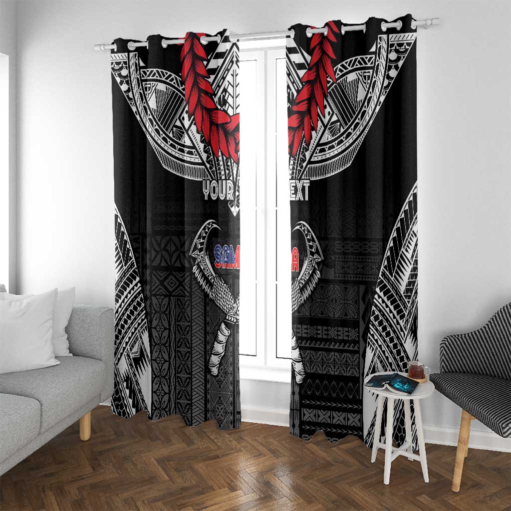 Personalized Talofa Samoa Window Curtain Ulafala With Toa Nifo'oti - Black