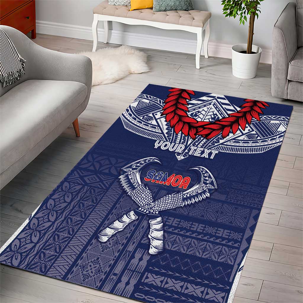 Personalized Talofa Samoa Area Rug Ulafala With Toa Nifo'oti - Blue