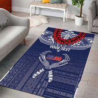 Personalized Talofa Samoa Area Rug Ulafala With Toa Nifo'oti - Blue