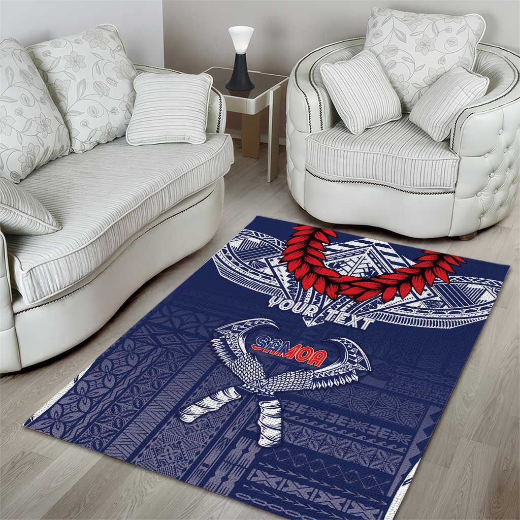 Personalized Talofa Samoa Area Rug Ulafala With Toa Nifo'oti - Blue
