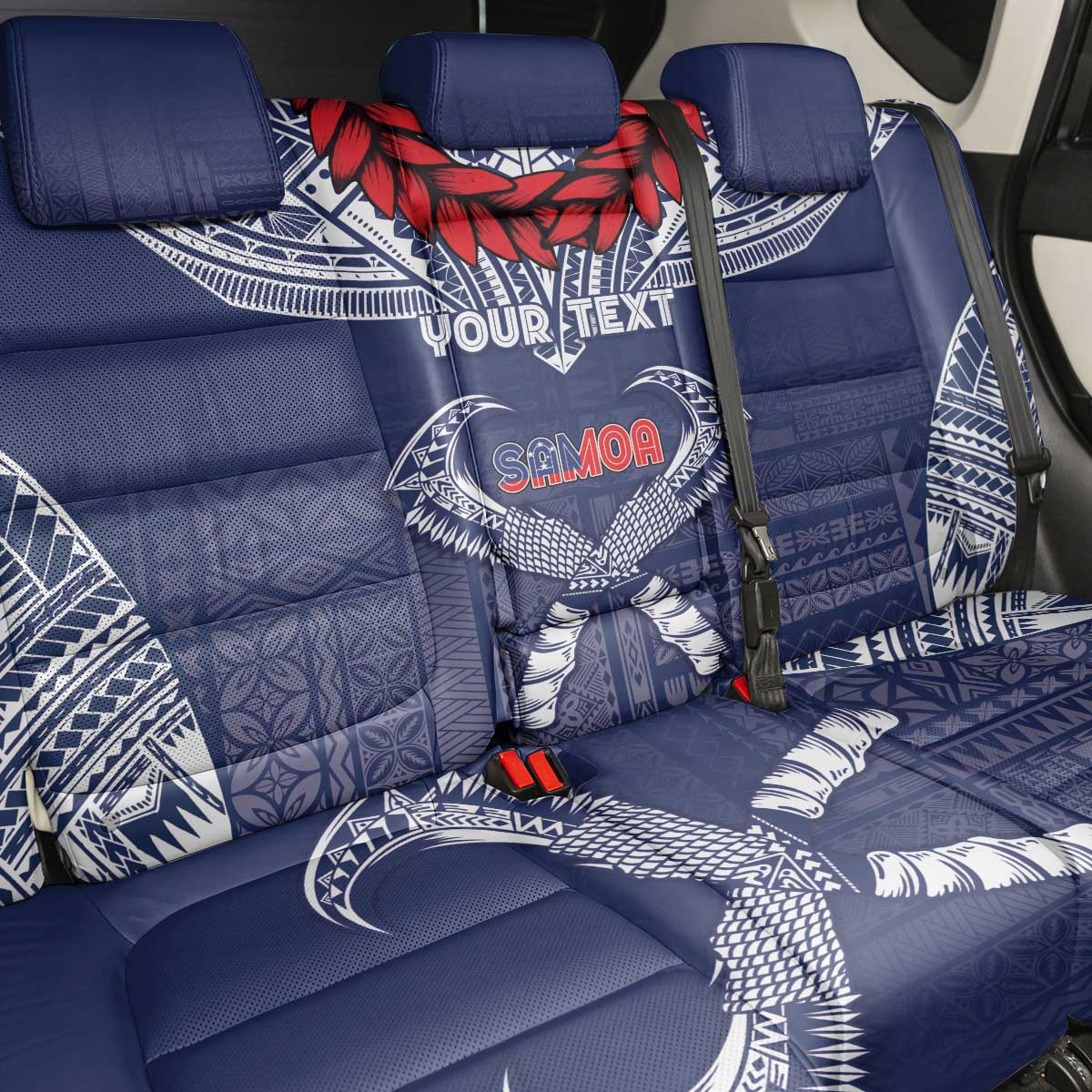 Personalized Talofa Samoa Back Car Seat Cover Ulafala With Toa Nifo'oti - Blue