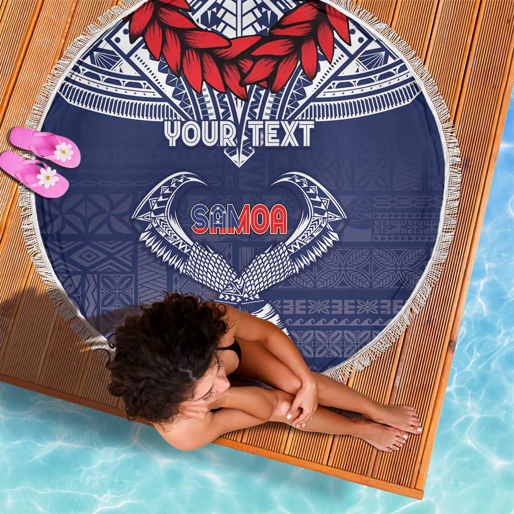 Personalized Talofa Samoa Beach Blanket Ulafala With Toa Nifo'oti - Blue