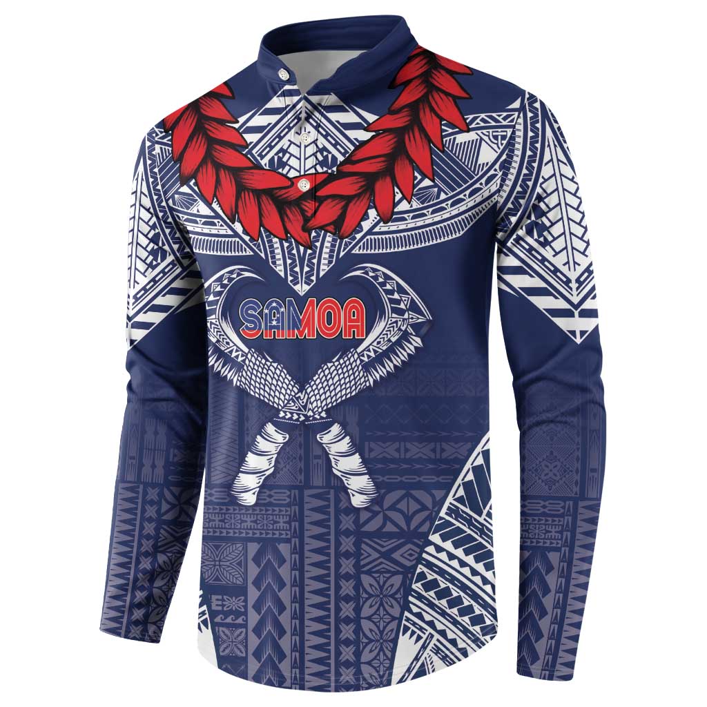 Personalized Talofa Samoa Button Sweatshirt Ulafala With Toa Nifo'oti - Blue