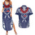Personalized Talofa Samoa Couples Matching Summer Maxi Dress and Hawaiian Shirt Ulafala With Toa Nifo'oti - Blue