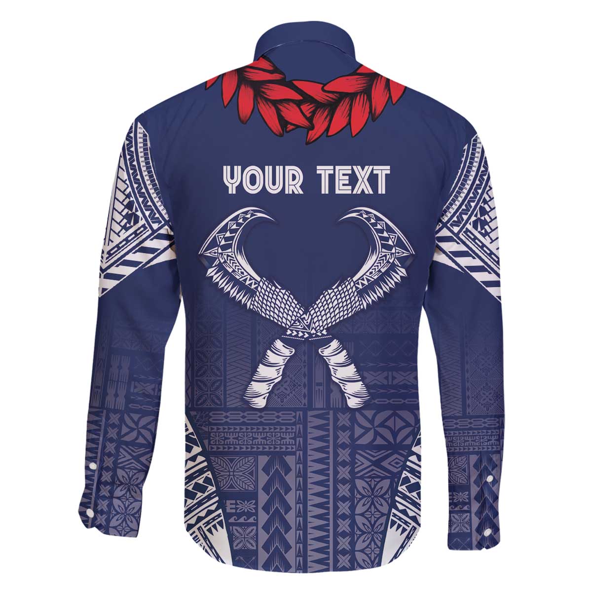 Personalized Talofa Samoa Family Matching Off The Shoulder Long Sleeve Dress and Hawaiian Shirt Ulafala With Toa Nifo'oti - Blue