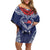 Personalized Talofa Samoa Family Matching Off Shoulder Short Dress and Hawaiian Shirt Ulafala With Toa Nifo'oti - Blue