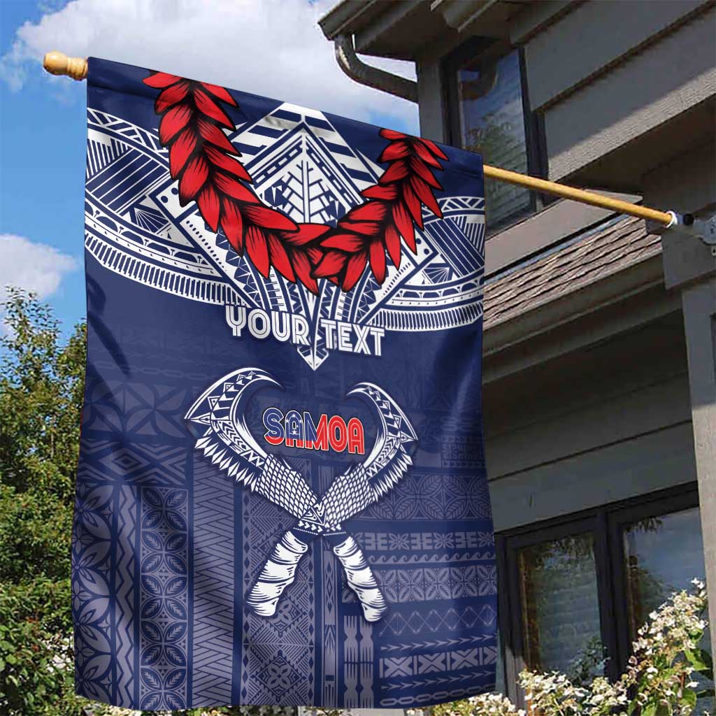 Personalized Talofa Samoa Garden Flag Ulafala With Toa Nifo'oti - Blue