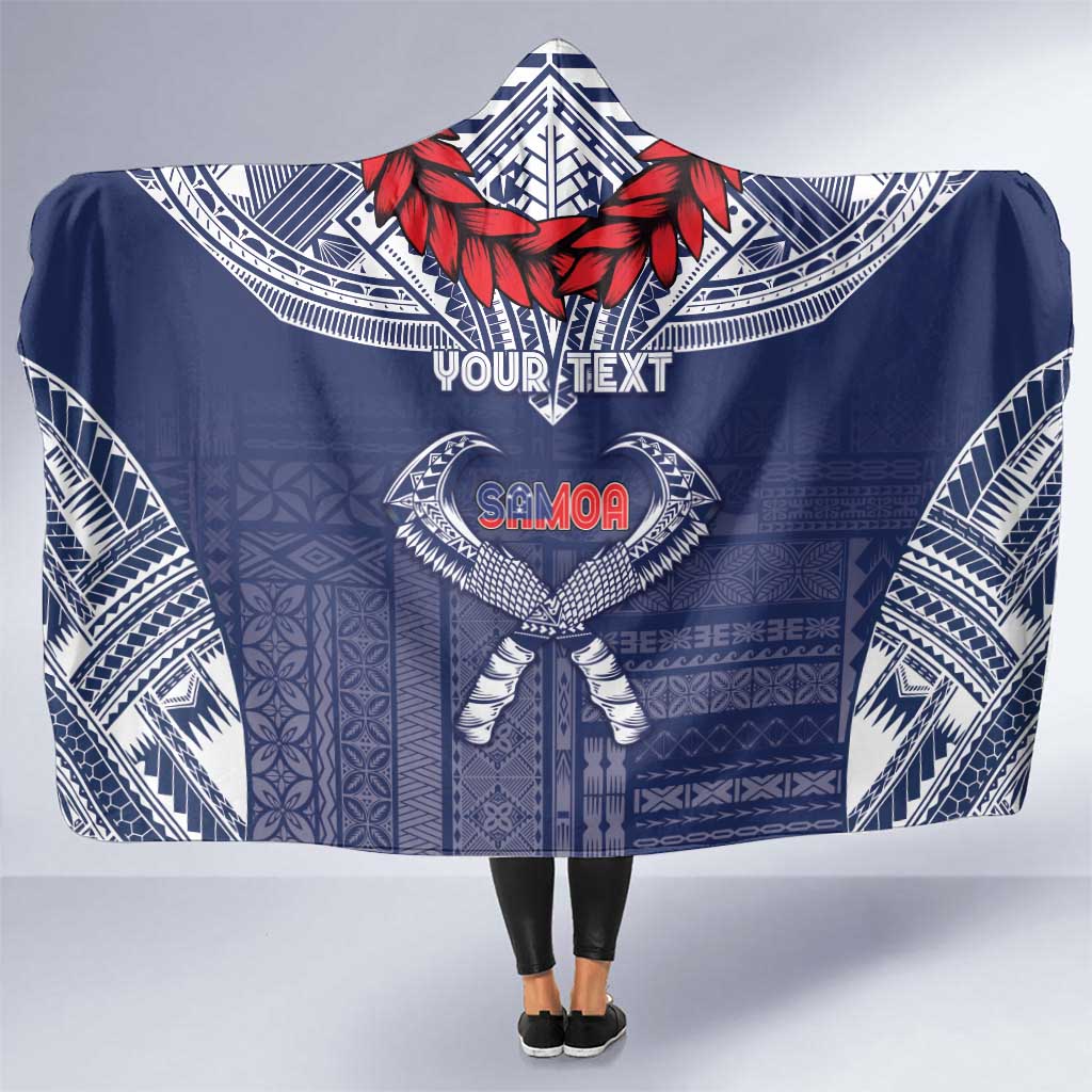 Personalized Talofa Samoa Hooded Blanket Ulafala With Toa Nifo'oti - Blue LT7 One Size Blue - Polynesian Pride