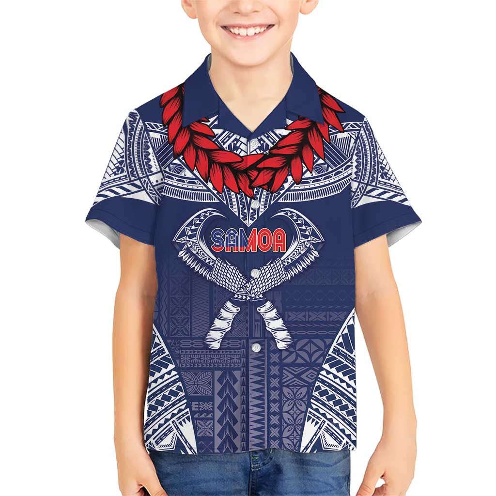 Personalized Talofa Samoa Kid Hawaiian Shirt Ulafala With Toa Nifo'oti - Blue