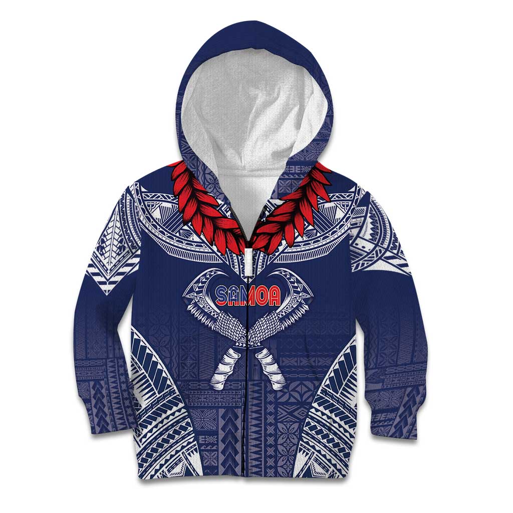 Personalized Talofa Samoa Kid Hoodie Ulafala With Toa Nifo'oti - Blue