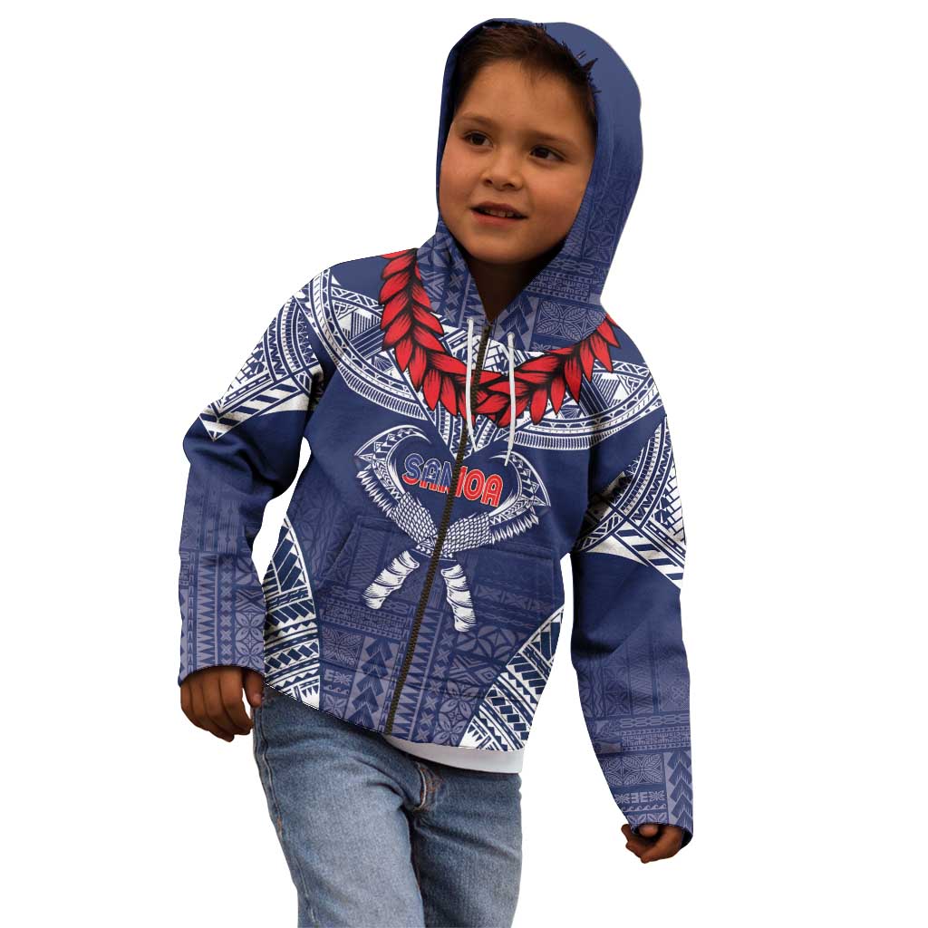 Personalized Talofa Samoa Kid Hoodie Ulafala With Toa Nifo'oti - Blue