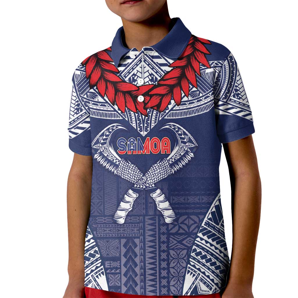 Personalized Talofa Samoa Kid Polo Shirt Ulafala With Toa Nifo'oti - Blue LT7 Kid Blue - Polynesian Pride