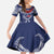 Personalized Talofa Samoa Kid Short Sleeve Dress Ulafala With Toa Nifo'oti - Blue