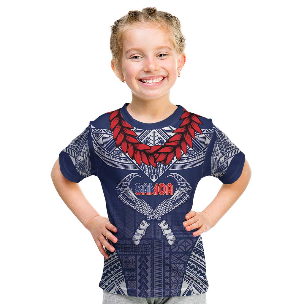 Personalized Talofa Samoa Kid T Shirt Ulafala With Toa Nifo'oti - Blue LT7 Blue - Polynesian Pride