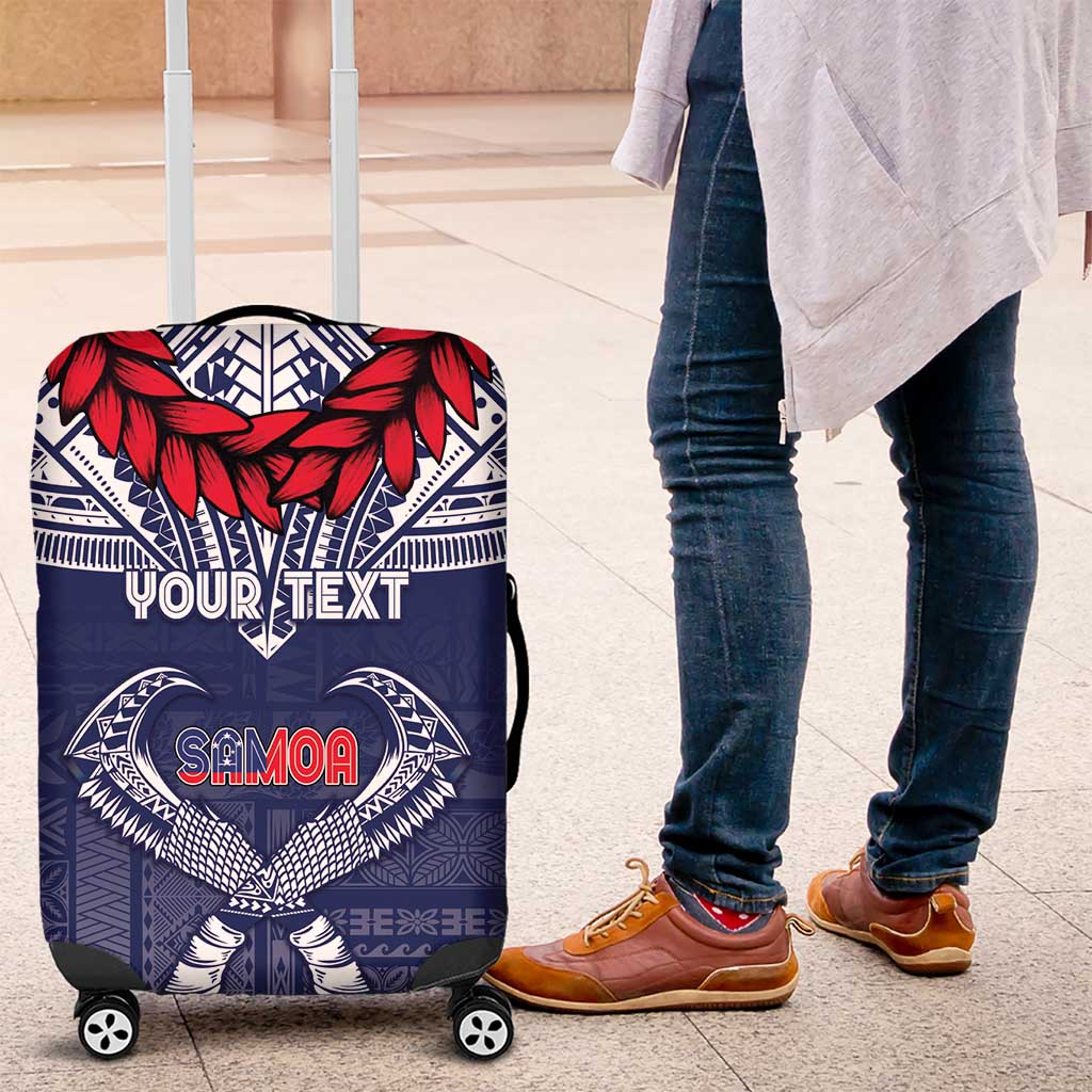 Personalized Talofa Samoa Luggage Cover Ulafala With Toa Nifo'oti - Blue LT7 Blue - Polynesian Pride