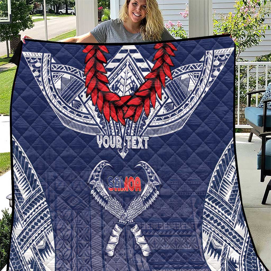 Personalized Talofa Samoa Quilt Ulafala With Toa Nifo'oti - Blue LT7 Blue - Polynesian Pride
