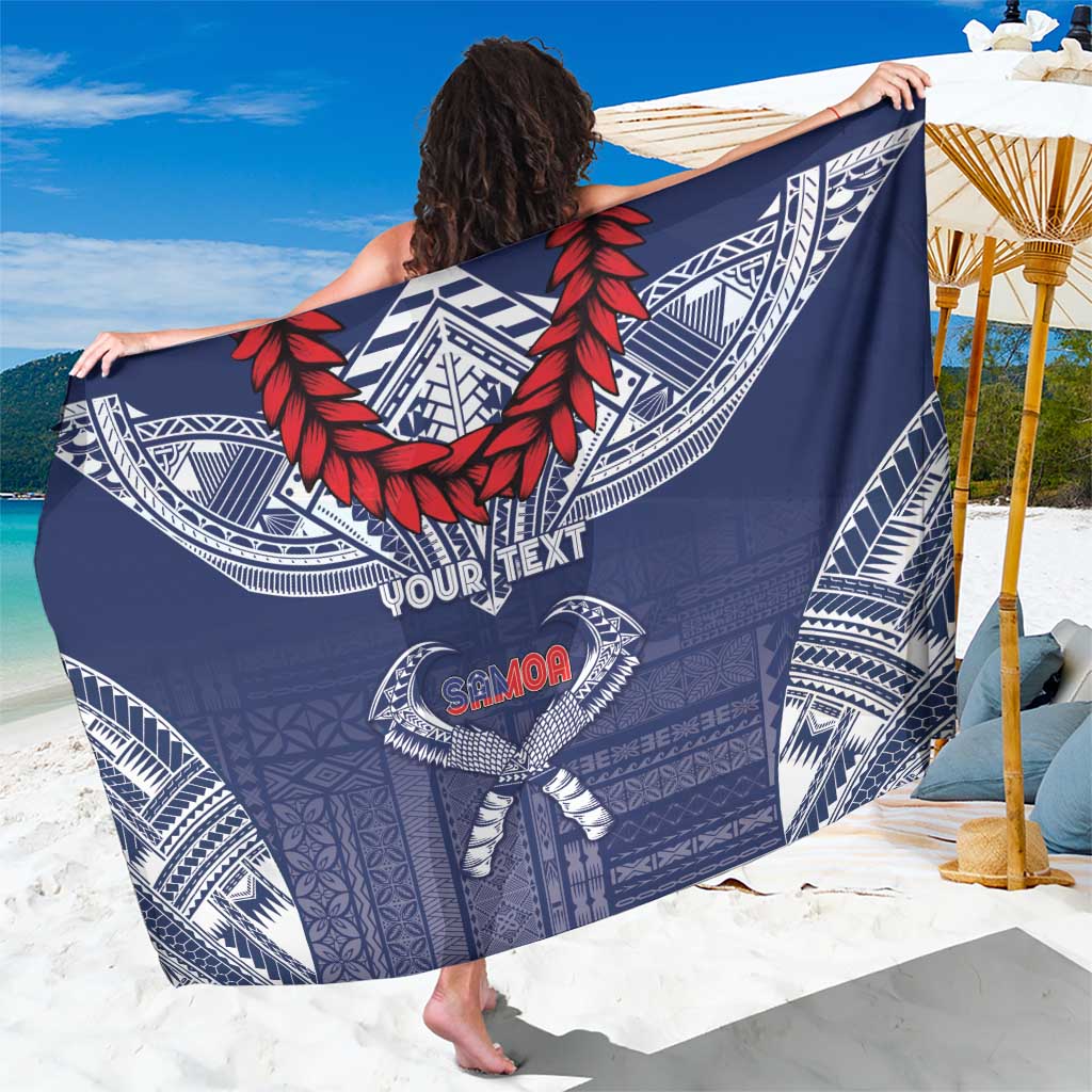 Personalized Talofa Samoa Sarong Ulafala With Toa Nifo'oti - Blue LT7 One Size 44 x 66 inches Blue - Polynesian Pride