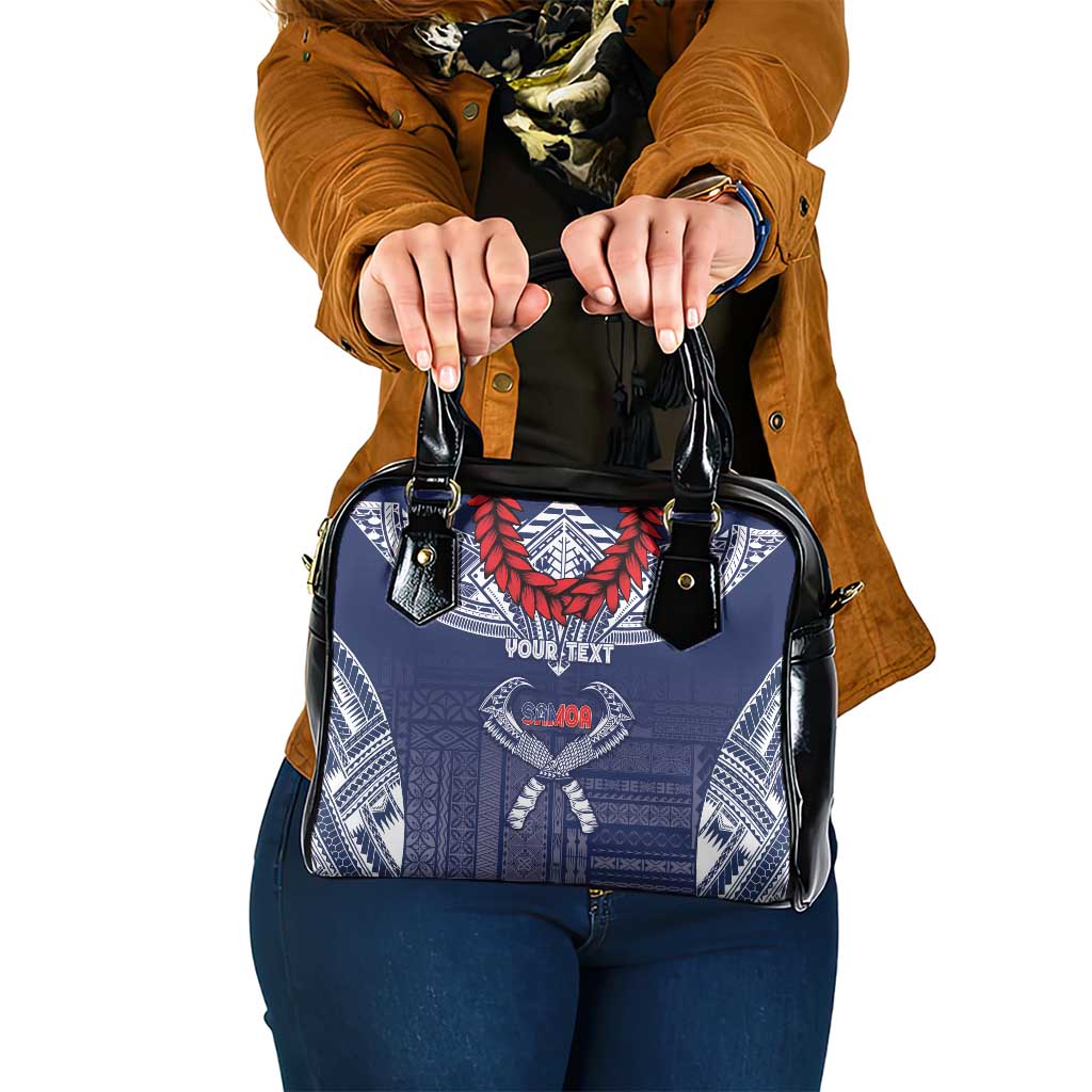 Personalized Talofa Samoa Shoulder Handbag Ulafala With Toa Nifo'oti - Blue LT7 One Size Blue - Polynesian Pride