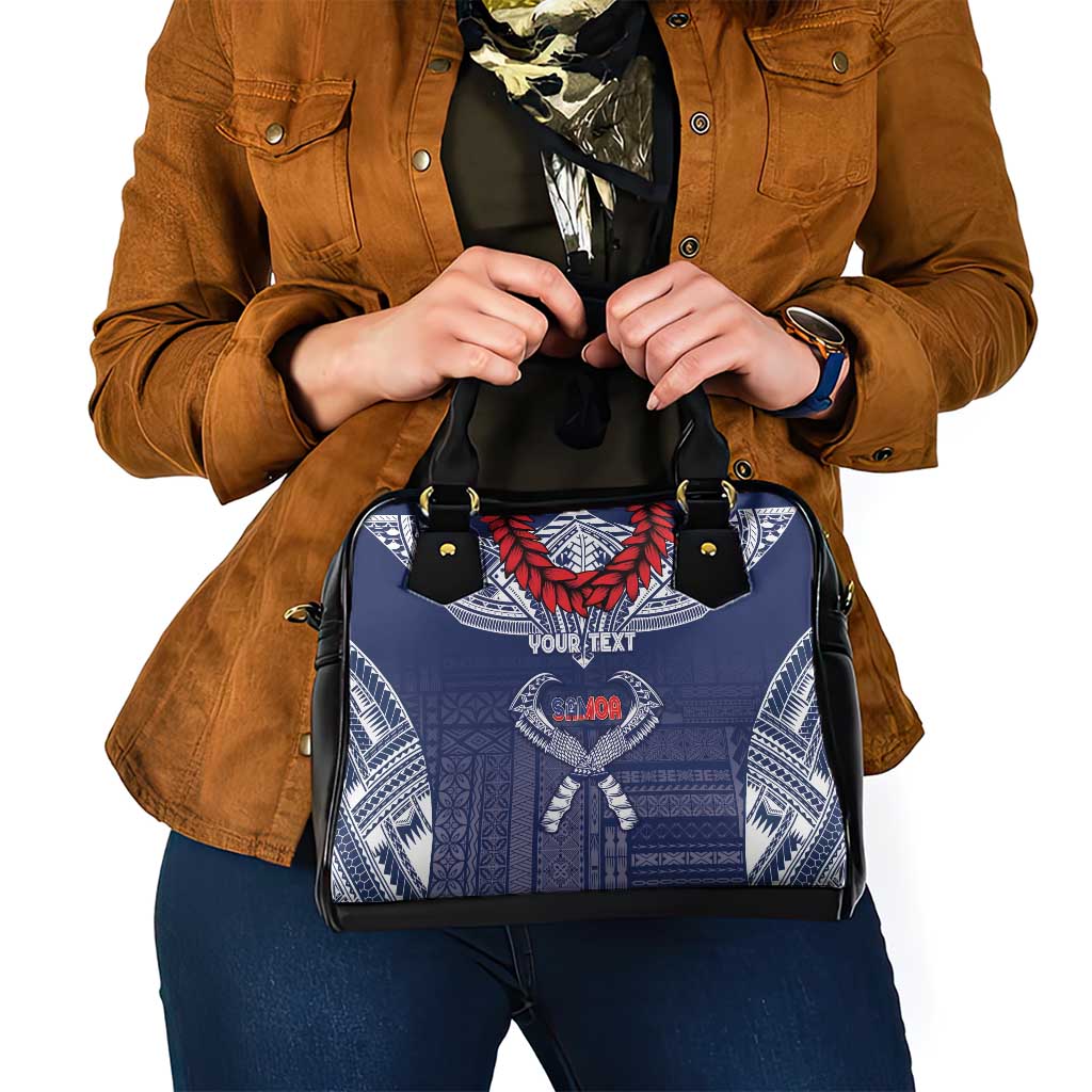 Personalized Talofa Samoa Shoulder Handbag Ulafala With Toa Nifo'oti - Blue