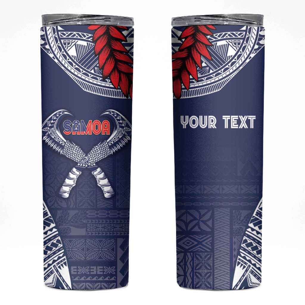 Personalized Talofa Samoa Skinny Tumbler Ulafala With Toa Nifo'oti - Blue