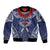 Personalized Talofa Samoa Sleeve Zip Bomber Jacket Ulafala With Toa Nifo'oti - Blue